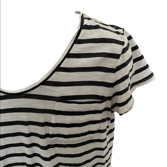 ann TAYLOR LOFT Navy Blue & White Stripe Short Sleeve Tee Shirt Women S … - Picture 2 of 4